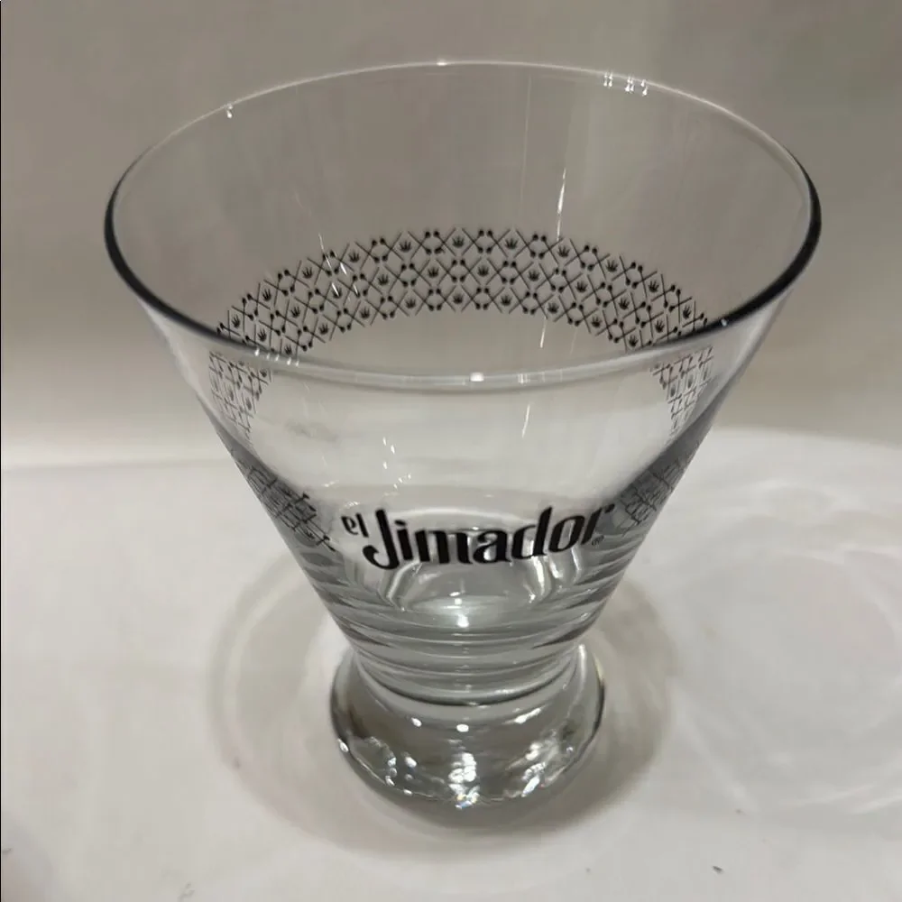 ElJimador Tequila Glass Black Writing Bar Rocks Cocktail 4 1/2 In Tall 3 1/2 Top